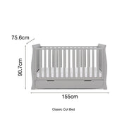 Obaby Stamford Classic Cot Bed - Warm Grey