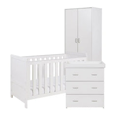 Babymore Caro 3 Piece Nursery Room Set – White Wash