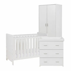 Babymore Caro Mini 3 Piece Nursery Room Set – White Wash