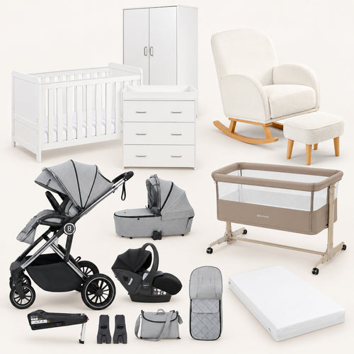 Babymore Caro White Ultimate Nursery & Travel Bundle
