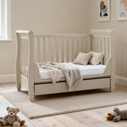 Babymore Eva Sleigh Cot Bed with Drawer - Cashmere