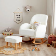 Babymore Freya Nursing Chair with Footstool – Off White Bouclé