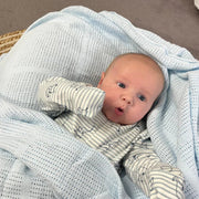 Clair de Lune Soft Cotton Cellular Pram Blanket - Blue