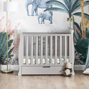Obaby Stamford Space Saver Cot + Sprung Mattress - Warm Grey