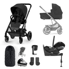 Cybex Balios S Lux Pushchair Luxury Bundle - Moon Black