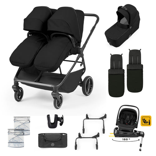Ickle Bubba Altair Growing Families 13 Piece Travel System with i-Size Nimbus 180° Spin Car Seat & ISOFIX Base - Black