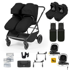 Ickle Bubba Altair Twin 17 Piece Travel System with i-Size Nimbus 180° Spin Car Seats & ISOFIX Bases - Black