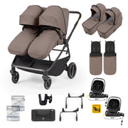 Ickle Bubba Altair Twin 17 Piece Travel System with i-Size Nimbus 180° Spin Car Seats & ISOFIX Bases - Mink