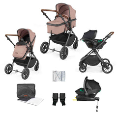 Ickle Bubba Cosmo 9 Piece Travel System with i-Size Nimbus Car Seat & Spin ISOFIX Base - Desert