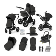 Ickle Bubba Stomp Luxe 12 Piece Travel System with Maxi-Cosi Cabriofix i-Size Car Seat & ISOFIX Base - Charcoal