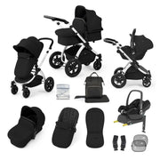 Ickle Bubba Stomp Luxe 12 Piece Travel System with Maxi-Cosi Cabriofix i-Size Car Seat & ISOFIX Base - Midnight