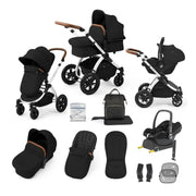 Ickle Bubba Stomp Luxe 12 Piece Travel System with Maxi-Cosi Cabriofix i-Size Car Seat & ISOFIX Base - Midnight