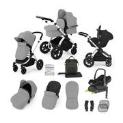 Ickle Bubba Stomp Luxe 12 Piece Travel System with Maxi-Cosi Cabriofix i-Size Car Seat & ISOFIX Base - Pearl Grey