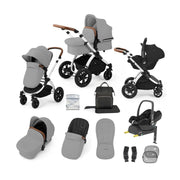 Ickle Bubba Stomp Luxe 12 Piece Travel System with Maxi-Cosi Cabriofix i-Size Car Seat & ISOFIX Base - Pearl Grey