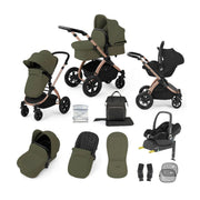 Ickle Bubba Stomp Luxe 12 Piece Travel System with Maxi-Cosi Cabriofix i-Size Car Seat & ISOFIX Base - Woodland