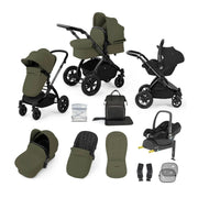 Ickle Bubba Stomp Luxe 12 Piece Travel System with Maxi-Cosi Cabriofix i-Size Car Seat & ISOFIX Base - Woodland