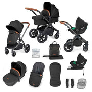 Ickle Bubba Stomp Luxe 12 Piece Travel System with i-Size Cirrus Car Seat & ISOFIX Base - Black