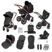 Ickle Bubba Stomp Luxe 12 Piece Travel System with i-Size Cirrus Car Seat & ISOFIX Base - Black