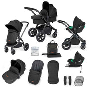 Ickle Bubba Stomp Luxe 12 Piece Travel System with i-Size Cirrus Car Seat & ISOFIX Base - Black