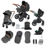 Ickle Bubba Stomp Luxe 12 Piece Travel System with i-Size Cirrus Car Seat & ISOFIX Base - Charcoal Grey