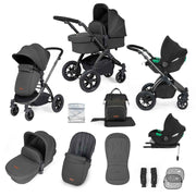 Ickle Bubba Stomp Luxe 12 Piece Travel System with i-Size Cirrus Car Seat & ISOFIX Base - Charcoal Grey