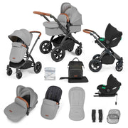 Ickle Bubba Stomp Luxe 12 Piece Travel System with i-Size Cirrus Car Seat & ISOFIX Base - Pearl Grey