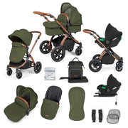 Ickle Bubba Stomp Luxe 12 Piece Travel System with i-Size Cirrus Car Seat & ISOFIX Base - Woodland