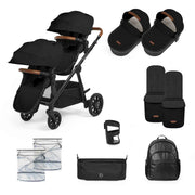 Ickle Bubba Virgo Twin 12 Piece Pram - Black