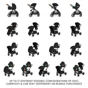 Ickle Bubba Virgo Twin 18 Piece Travel System with i-Size Cirrus Car Seats & ISOFIX Bases - Black