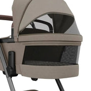 Maxi Cosi Fame Premium Pushchair Bundle with Pebble 360 Pro 2 Car Seat & Base - Twillic Truffle - With Brown Wheels