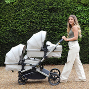 My Babiie MB33 Tandem Pushchair with 2 Infant Carriers - Ivory