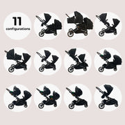 My Babiie MB33 Tandem Pushchair with Infant Carrier - Black Leopard