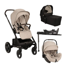 Nuna Mixx Next Arra Flex Travel Bundle with Caviar Carrycot - Biscotti