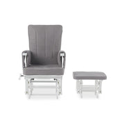 Obaby Deluxe Reclining Glider Chair and Stool - White With Grey Cushion