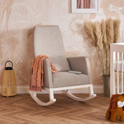 Obaby High Back Rocking Chair - White & Oatmeal