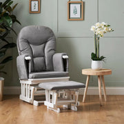 Obaby Reclining Glider Chair and Stool - White With Grey Cushion