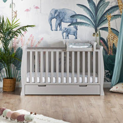 Obaby Stamford Classic Cot Bed + Cot Top Changer - Warm Grey