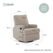 Obaby Madison Swivel Glider Recliner Chair - Teddy Truffle