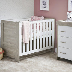 Obaby Nika Mini Cot Bed & Underdrawer - Grey Wash & White