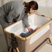Silver Cross Lunar Bedside Crib - Oatmeal