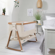 Tutti Bambini CoZee Air Bedside Crib - Scandinavian Walnut & Ecru