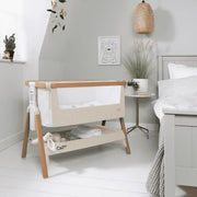Tutti Bambini CoZee Bedside Crib - Scandinavian Walnut/Ecru