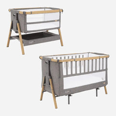 Tutti Bambini Cozee XL Bedside Crib & Cot - Oak/Charcoal