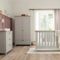Tutti Bambini Verona 3pc Room Set with Pocket Sprung Mattress - Dove Grey/Oak