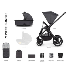 Venicci Black Friday Deal Tinum Edge 2 In 1 + Parasol + Carry Cot Height Adjuster - Charcoal