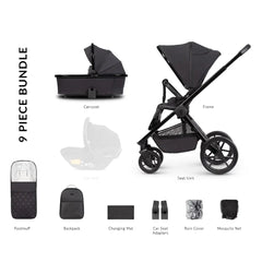 Venicci Black Friday Deal Tinum Edge 2 In 1 + Parasol + Carry Cot Height Adjuster - Raven