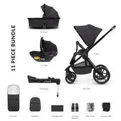 Venicci Black Friday Deal Tinum Edge 3 In 1 + Base + Parasol + Carry Cot Height Adjuster - Raven