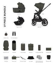 Venicci Upline 3 Hunter 3in1 Bundle with Black Tiago 2 Car Seat - Dark Olive