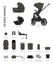 Venicci Upline 3 Hunter 4in1 Bundle with Black Tiago 2 Car Seat - Dark Olive