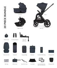 Venicci Upline 3 Hunter 4in1 Bundle with Black Tiago Car Seat - Navy